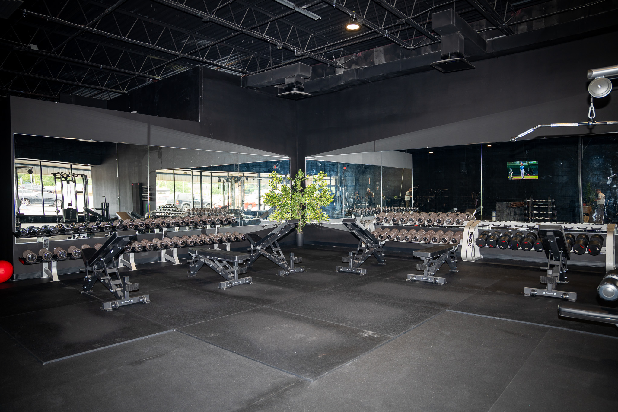 The free-weight floor at REVIVE gym in Fort Wayne