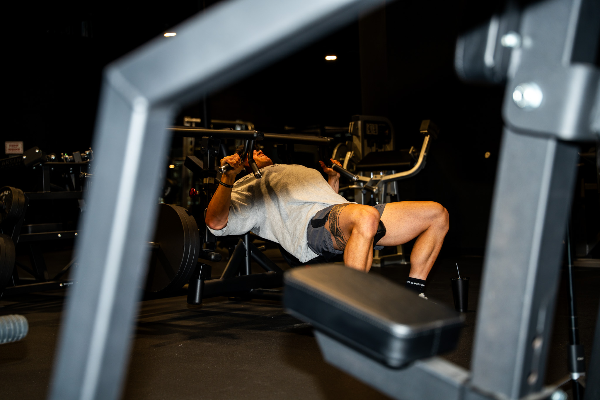 Bench pressing on the strength floor at REVIVE, Fort Wayne